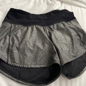 Silver Lululemon shorts, great shape, been worn 3 times size 2